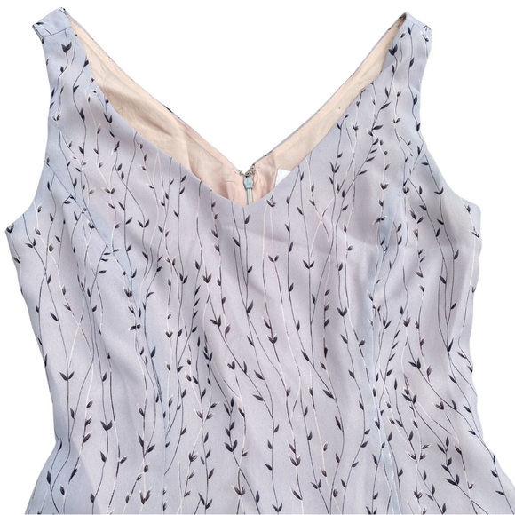 Vintage 1990's Women Six 6 Purple Lavender Dress Floral Flower Botanical V-Neck - Picture 3 of 13